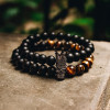 Stone Beads Bracelet Men Accessories Crown Braclets Handmade 2 Piece Set Erkek Bileklik Skull Jewelry Mens Bracelets for Women