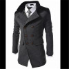 Fashion Slim Woolen Coats Men Steampunk Trench Coat Men Casual Stand Collar Formal Overcoat Winter Warmth Thickening Windbreaker