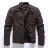 2020 Autumn Winter Men's Leather Jacket Casual Fashion Stand Collar Motorcycle Jacket Men Slim High Quality PU Leather Coats