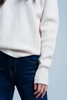 Beige Textured Sweater With Round Neck