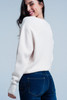 Beige Textured Sweater With Round Neck