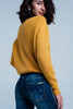 Mustard Textured Sweater With Round Neck