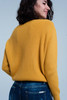 Mustard Textured Sweater With Round Neck