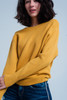 Mustard Textured Sweater With Round Neck