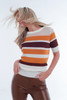 Mustard Striped Open Knit Sweater