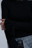 Black Shiny Sweater With Ruffle