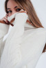 Cream Detail Knitted Sweater With Cowl Neck