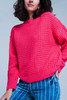 Fuchsia Chunky Waffle Knit Sweater