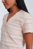 Pink Textured Crochet Knit Sweater