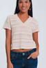 Pink Textured Crochet Knit Sweater