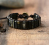 Vedasto Black Jasper Leather Wrap Boho Bracelet
