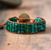Malaya Malachite Leather Wrap Boho Bracelet