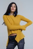 Mustard Knitted Asymmetric Sweater