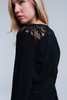 Black Wrap Dress With Lace Detail