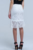 White Lace and Ruffle Midi Skirt