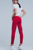 Red Mid Rise Skinny Jeans
