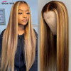 Highlight Wig Brown Colored Human Hair Wigs 13X4 13X6x1
