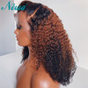 Newa Hair 13x6 Curly Lace Front Human Hair Wigs Pre Plucked Ombre Lace Front Wigs Short Bob Wigs Brazilian Remy Lace Frontal Wig