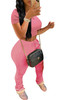 Women's 2 Pieces Outfit Set Short Sleeves Round Neck Crop Top and Stacked Sweatpants Ruched Skinny Pants Loungewear