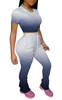 Women's 2 Pieces Outfit Set Short Sleeves Round Neck Crop Top and Stacked Sweatpants Ruched Skinny Pants Loungewear