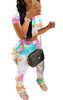 Women's 2 Pieces Outfit Set Short Sleeves Round Neck Crop Top and Stacked Sweatpants Ruched Skinny Pants Loungewear
