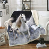 HORSES 3D PRINT- SHERPA THROW BLANKET