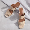 Women Crocodile Pattern Square Toe Retro Slippers