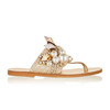 Women Lace Pearl Shell Decoration Flat Beach Slippers