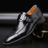 Men's Italy Vintage Crocodile Pattern Square Toe Dress Shoes