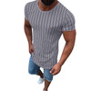 Men Striped Short Sleeve Crew Neck Slim Fit Muscle T-shirt