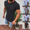 Men Striped Short Sleeve Crew Neck Slim Fit Muscle T-shirt