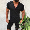 Men Slim Fit V Neck Short Sleeve  Muscle Tee T-Shirts