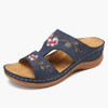 LOSTISY Women Flower Embroidery Open Toe Casual Summer Wedge Sandals
