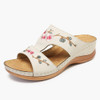 LOSTISY Women Flower Embroidery Open Toe Casual Summer Wedge Sandals