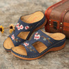 LOSTISY Women Flower Embroidery Open Toe Casual Summer Wedge Sandals