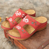 LOSTISY Women Flower Embroidery Open Toe Casual Summer Wedge Sandals