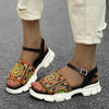 LOSTISY Women Colorful Embroidered Buckle Platform Sport Sandals