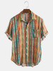 Mens Short Sleeve New Fashion Casual Colorful Striped Shirts