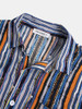Mens Short Sleeve New Fashion Casual Colorful Striped Shirts
