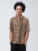 Mens Short Sleeve New Fashion Casual Colorful Striped Shirts