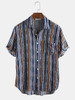 Mens Short Sleeve New Fashion Casual Colorful Striped Shirts