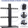 Rentliv Universal TV Stand Base - Tabletop TV Stand for 32-55 inch TVs with Wooden Base - 8 Level Height