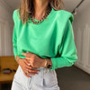 Women Autumn Winter Long sleeve Ruffled Sweatshirts Casual Solid Color O Neck Pullovers Tops Ladies Fitted Fleece Sweatshirts