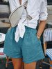 Elastic Waist Pockets Casual Shorts Pants