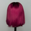 13x4 Lace Frontal Human Hair Wigs Pre Plucked Burgundy 99j Short Ombre Colored Straight Bob