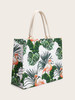 Tropical Print Canvas Tote Bag
