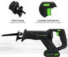 Cordless Li-ion Reciprocating Saw with 3pcs 6-inch Wood Saw Blade & 2pcs 6-inch Metal Saw Blade.