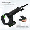 Cordless Li-ion Reciprocating Saw with 3pcs 6-inch Wood Saw Blade & 2pcs 6-inch Metal Saw Blade.