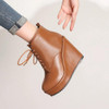 Lace Up Platform Ankle Boots With Wedge Heel For Women