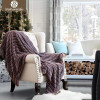 Chenille Striped Decorative Throw Blanket With Tassel
